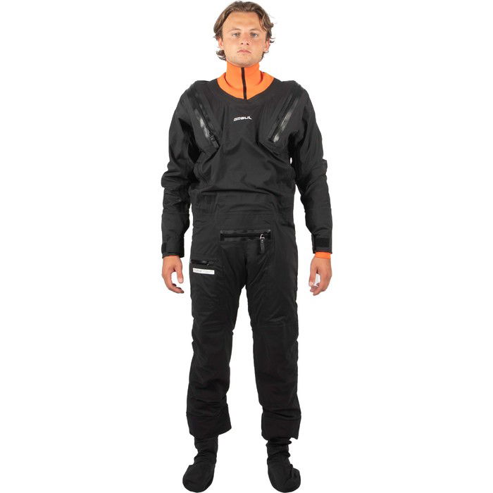 2024 Gul Hombres Code Zero Stretch U-Zip Drysuit & Free Underfleece GM0368-B9 - Black